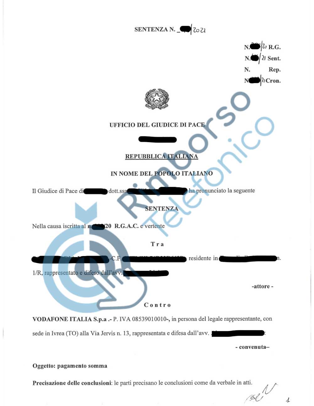Bollette per servizio telefonico diverso da quello contrattualizzato